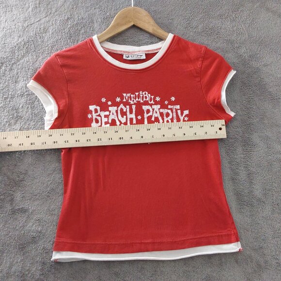 Vintage Self Esteem Girls Red Graphic T-Shirt Size Large Malibu Beach Party - Picture 3 of 6